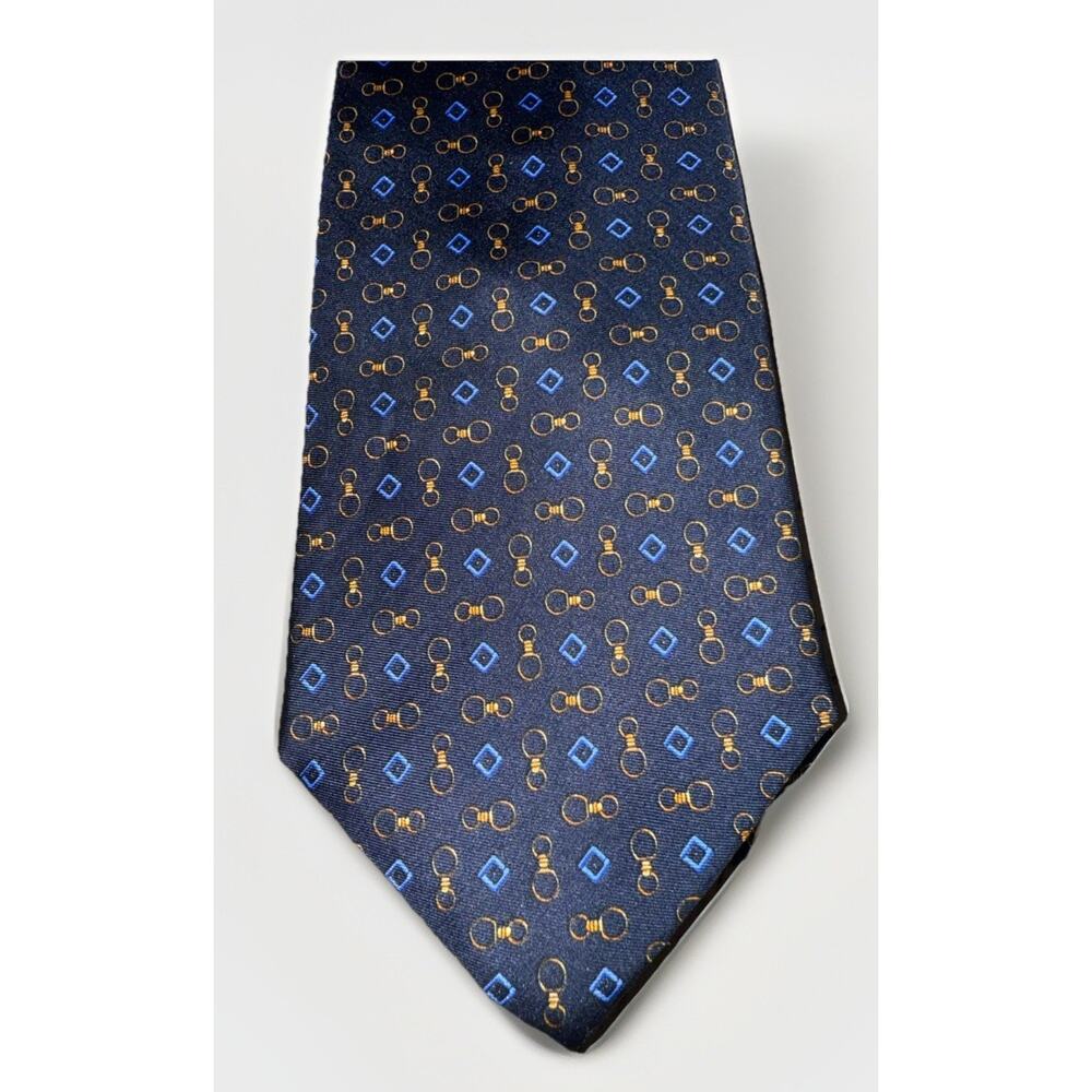 BROOKS BROTHERS Makers Classic Blue Geometric Silk Men’s Tie Made In USA - Picture 4 of 5
